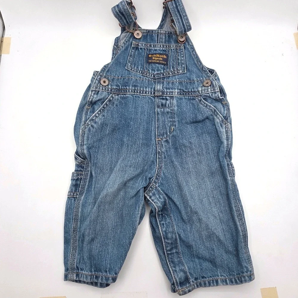 OshKosh B'gosh Vintage Y2K Denim Overalls Medium Wash 6 Months Vestbak Bibs